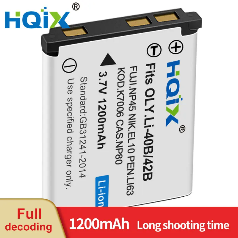 

HQIX for OLYMPUS U1070 U1200 U5000 U550 U700 U710 U720 U730 U740 U750 U760 X600 X785 X905 X915 Camera LI-40B 42BCharger Battery