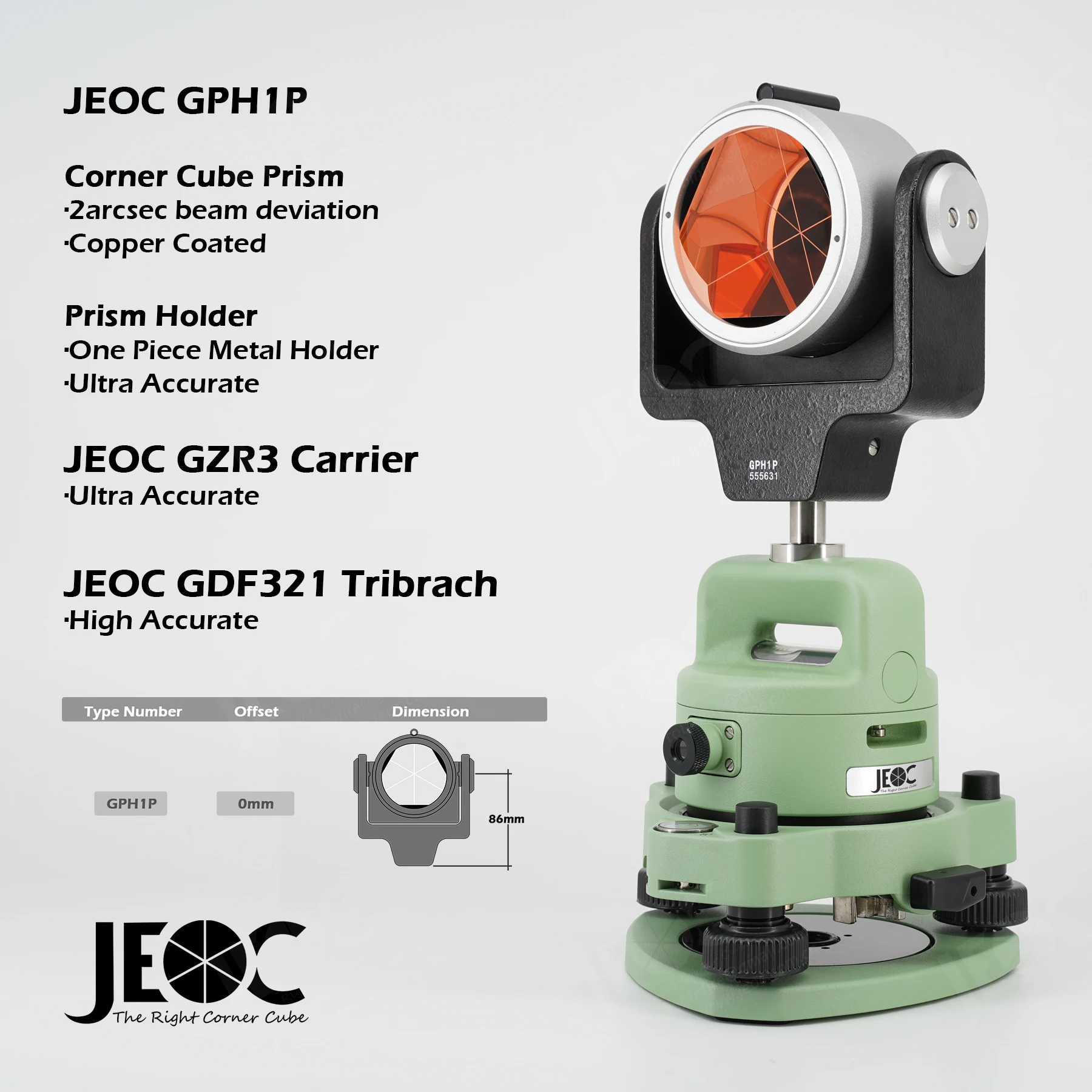 Набор призм JEOC GPH1P с трибрахом GZR3 GDF321 ультраточный отражатель для тахеометра Leica
