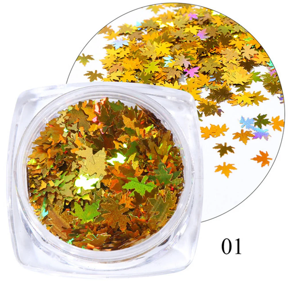 

12 Boxes Fall Nail Glitter Maple Leaf Sequins Holographic Nail Stickers Autumn Leaf Glitter Flakes for Decoration Luxury parts