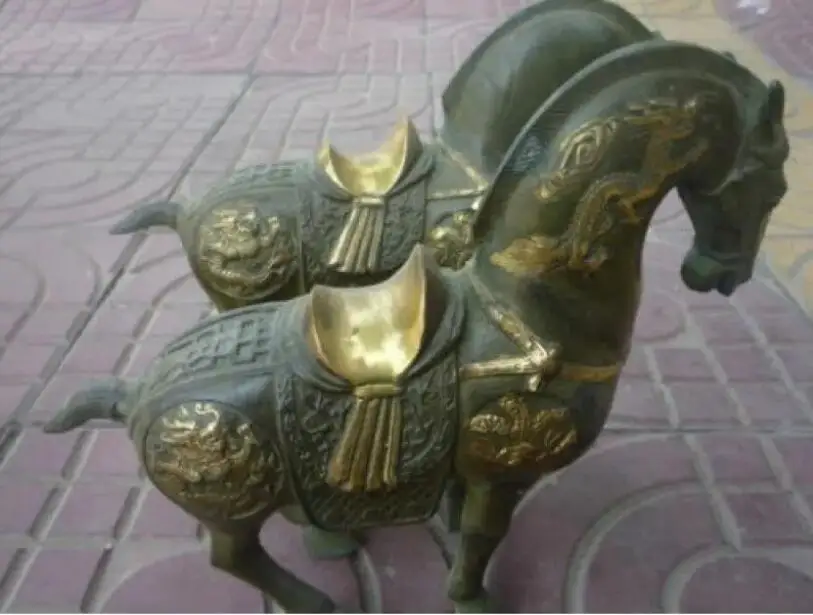 

Династия Цин (QianLong1736-1792) бронзовая позолоченная статуя лошади/скульптура, пара