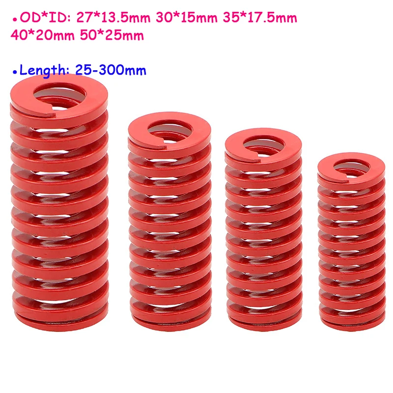 

RED TM Medium Load Mold Spring Spiral Stamping Compression Die Spring OD 27 30 35 40 50mm Length 25 - 300mm