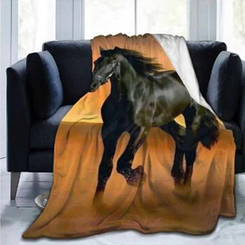 

3D плюшевое одеяло бегущая лошадь, детский подарок для мальчиков, мягкое одеяло для кровати, дивана, Декор, легкое мытье, пододеяльник