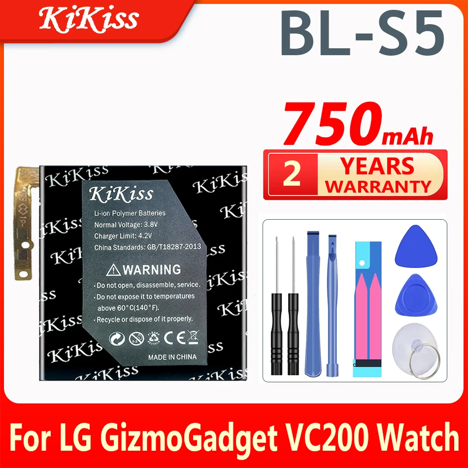 

KiKiss 750mAh Replacement Battery BL-S5 BLS5 BL S5 for LG GizmoGadget VC200 Watch Batteries