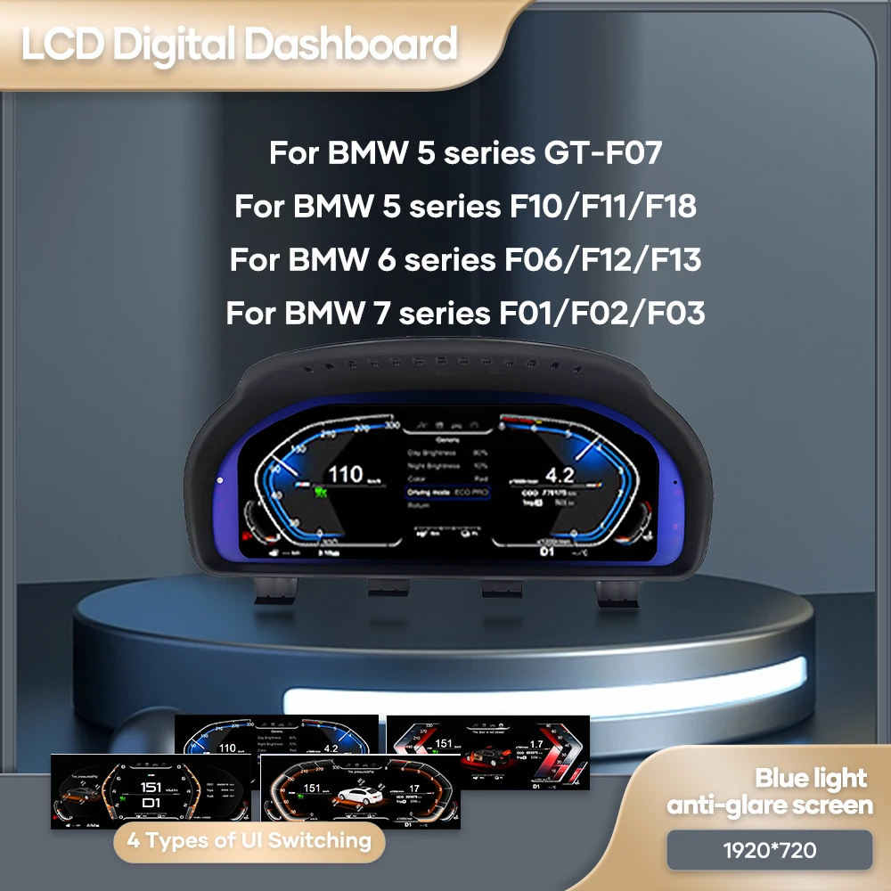 

12.3'' Digital dashboard For BMW F10 F11 F18 F06 F12 F13 F01 F02 F03 LCD Dashboard Panel Speedometer Virtual Cockpit Instrument