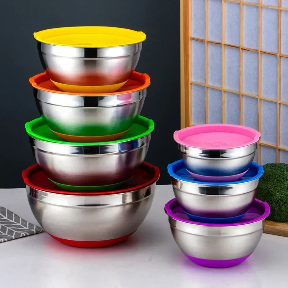 Салатница из нержавеющей стали с силиконовой крышкой 1 шт.