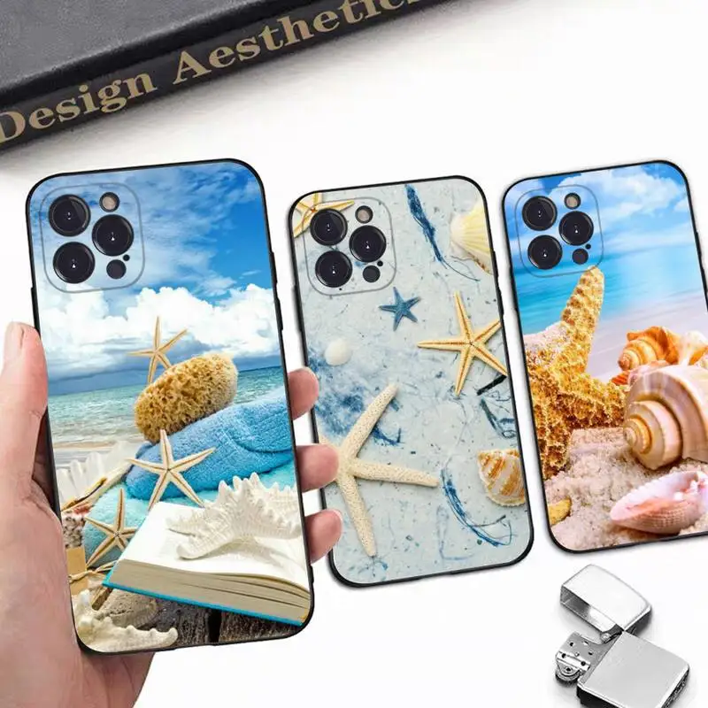 

Summer Beach starfish shell Phone Case For iPhone 8 7 6 6S Plus X SE 2020 XR XS 14 11 12 13 Mini Pro Max Mobile Case