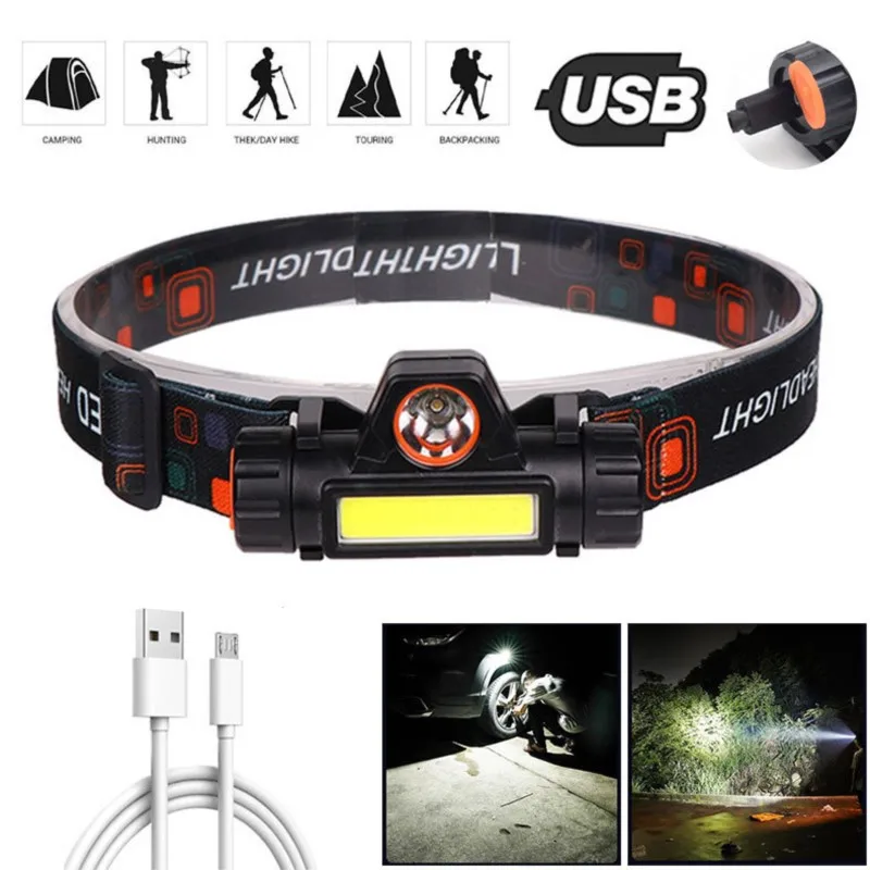 

ZK50 Portable Mini Powerful LED Headlamp XPE+COB USB Rechargeable Headlight Built-in Battery Waterproof Head Torch Head Lamp