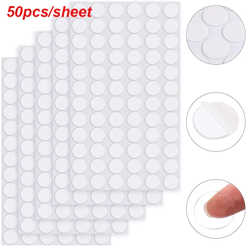 

50pcs Round Double-Sided Tape Stickers Transparent Acrylic No Traces Adhesive Sticker Waterproof Super Sticky Film Stickers