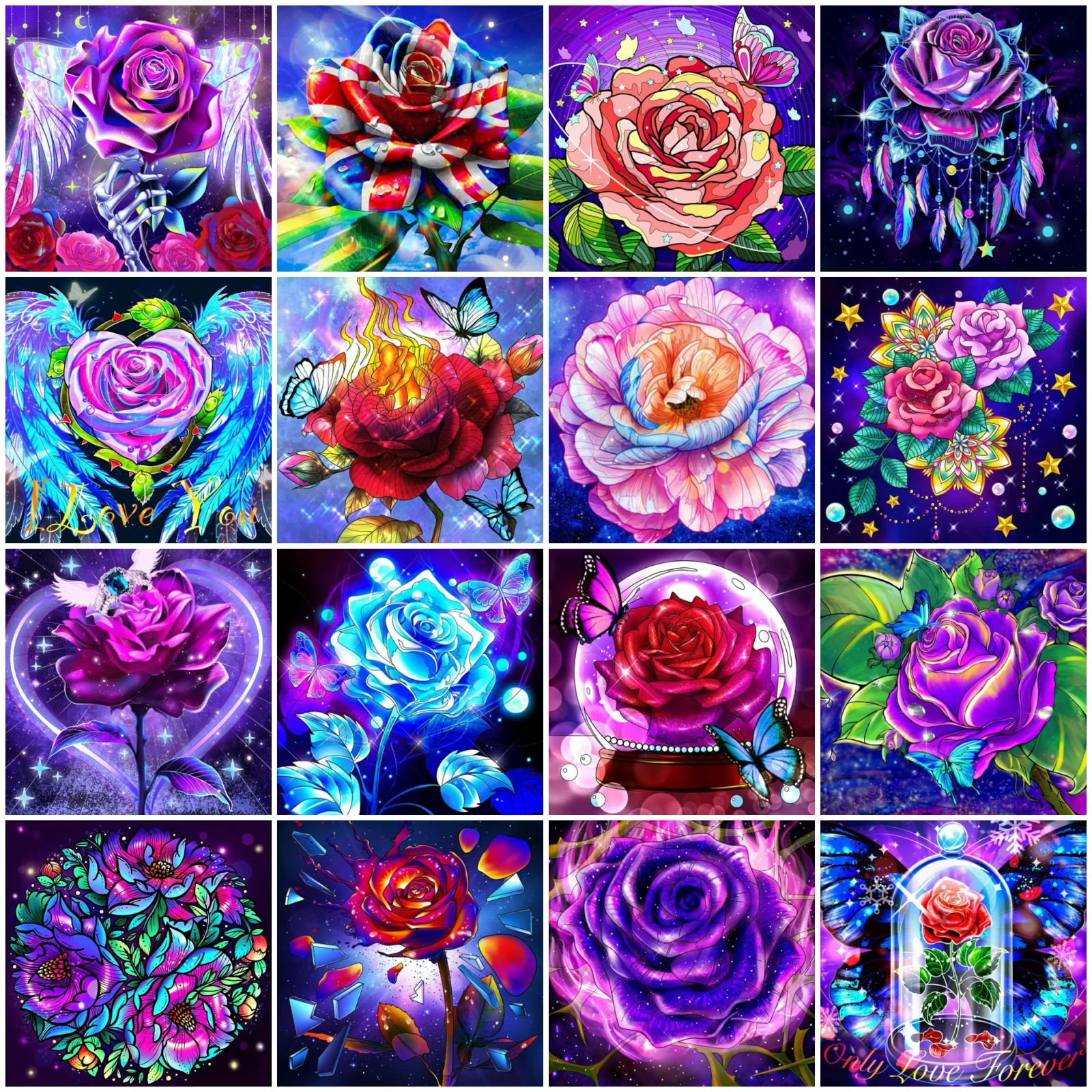 

Алмазная живопись AZQSD, наборы для вышивки крестиком в виде Розовых Бабочек стразы, искусство ручной работы, вышивка, цветок, фантазия, украше...