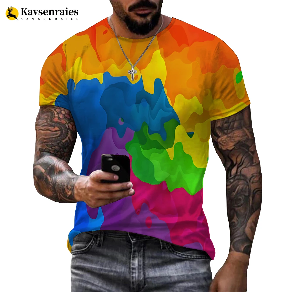 

Футболка Мужская/женская с принтом брызг, хипстерская рубашка с 3D принтом радужных красок, уличная одежда в стиле Харадзюку, большие размеры, на лето