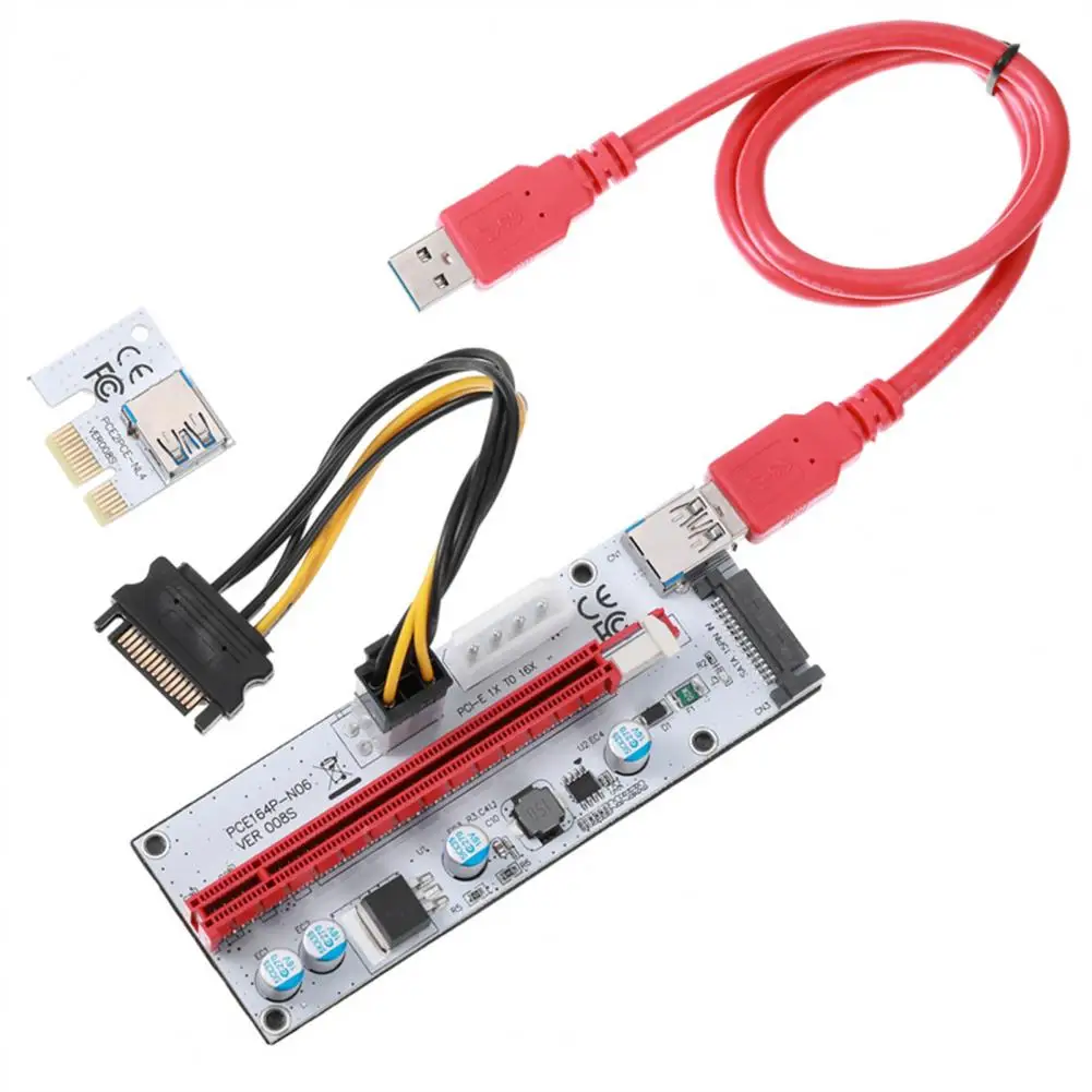Высокоскоростная карта расширения VER 008S PCI-E, профессиональное Экранирование без драйвера, USB 3.0 PCI-E 1X к 16X, кабель питания, плата расширения