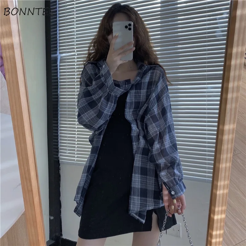 

Женские комплекты клетчатый элегантный Свободный Повседневный модный солнцезащитный популярный корейский стиль Ретро Новое поступление ...