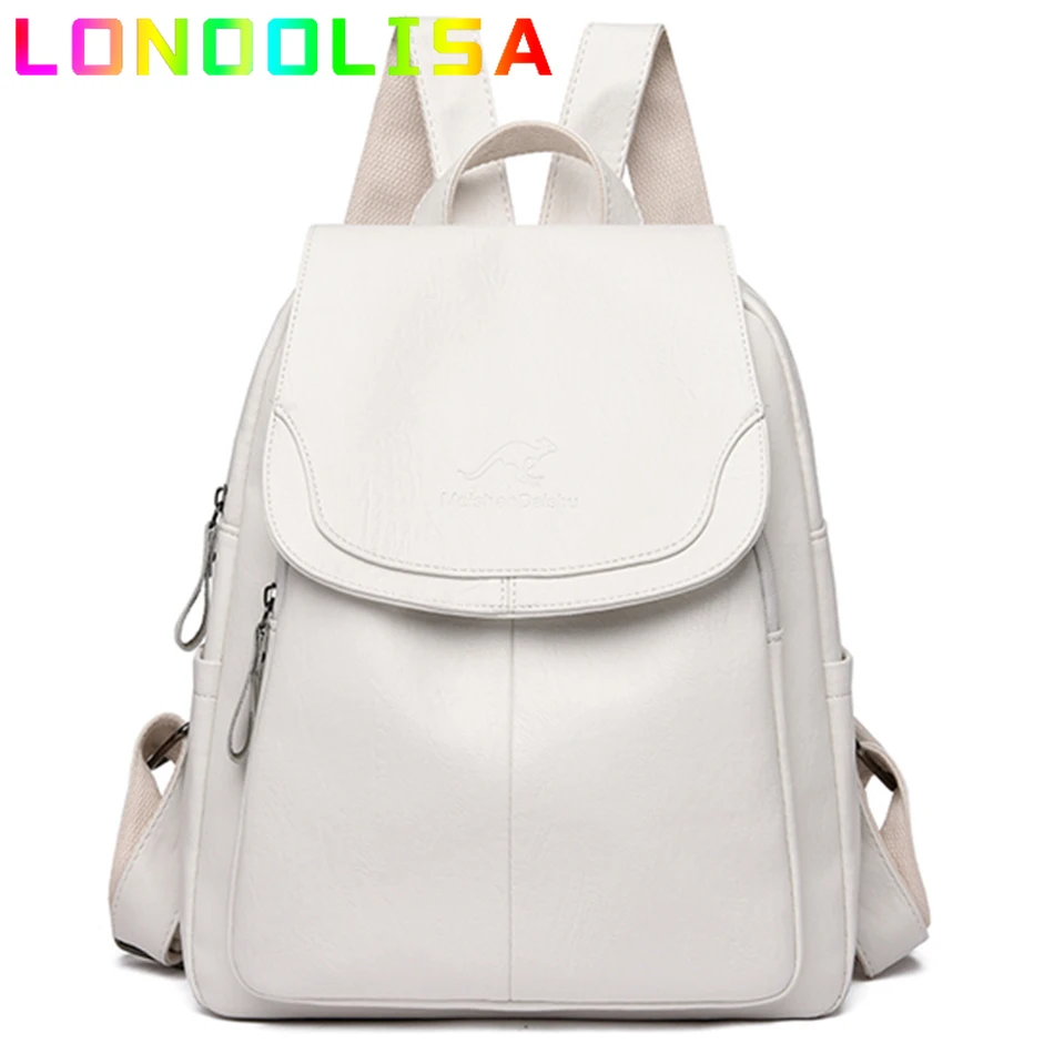 Женский кожаный рюкзак, черный дорожный рюкзак для девочек-подростков, 2022