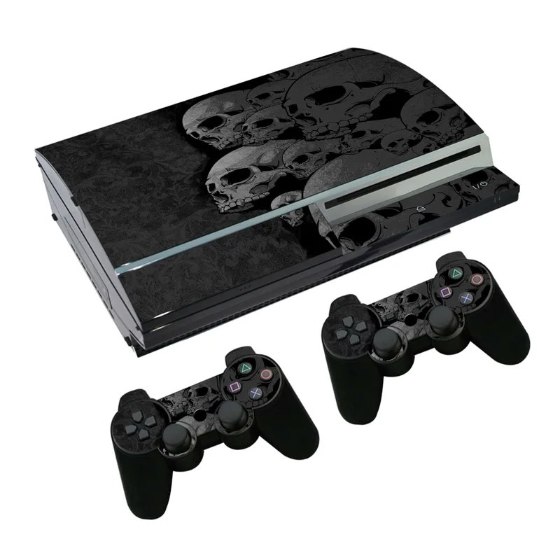 Black skulls for PS3 Fat for PS3 Skin Stickers for Console 2 Pads controllers stickers