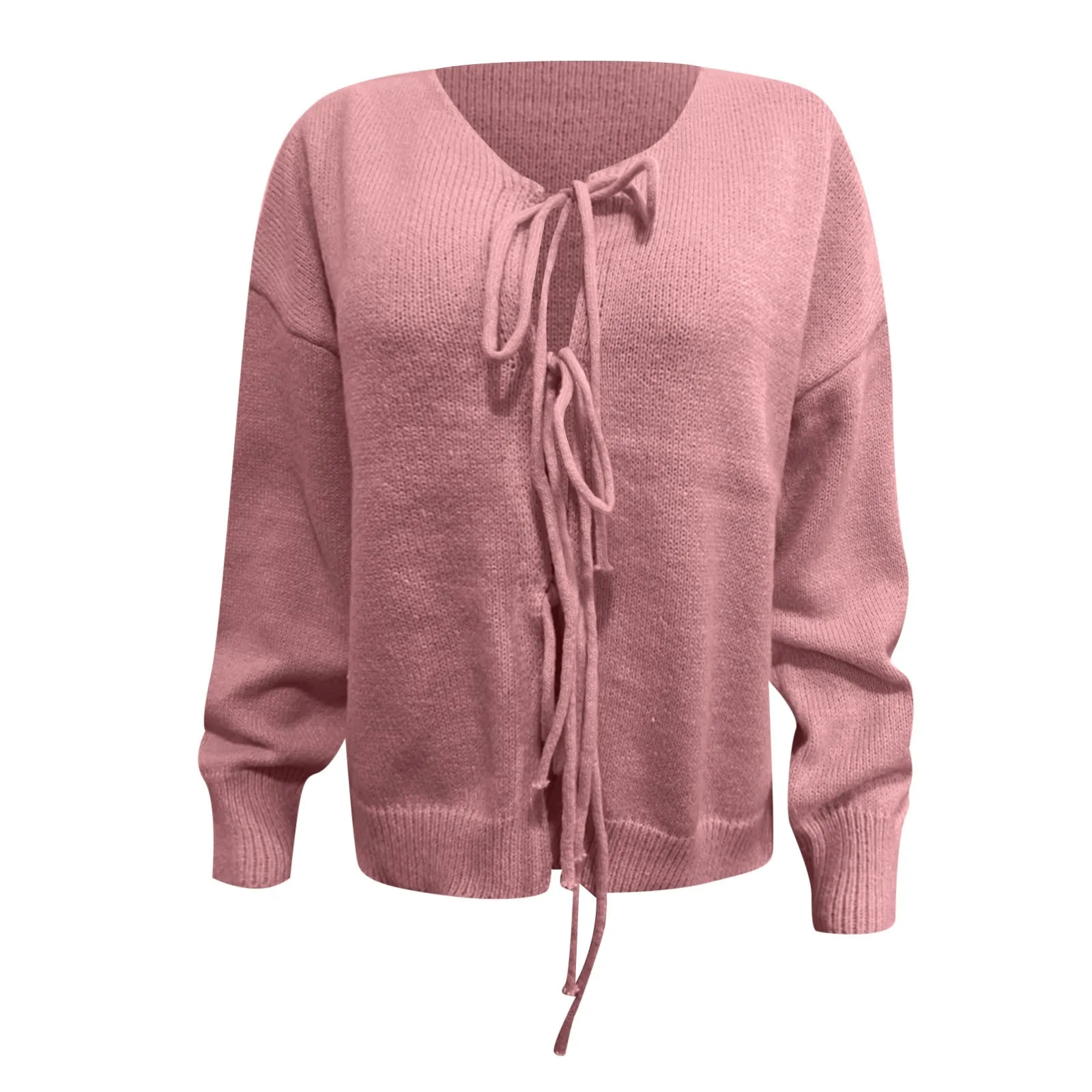 Женский кардиган на шнуровке с открытым передом и рукавами-фонариками