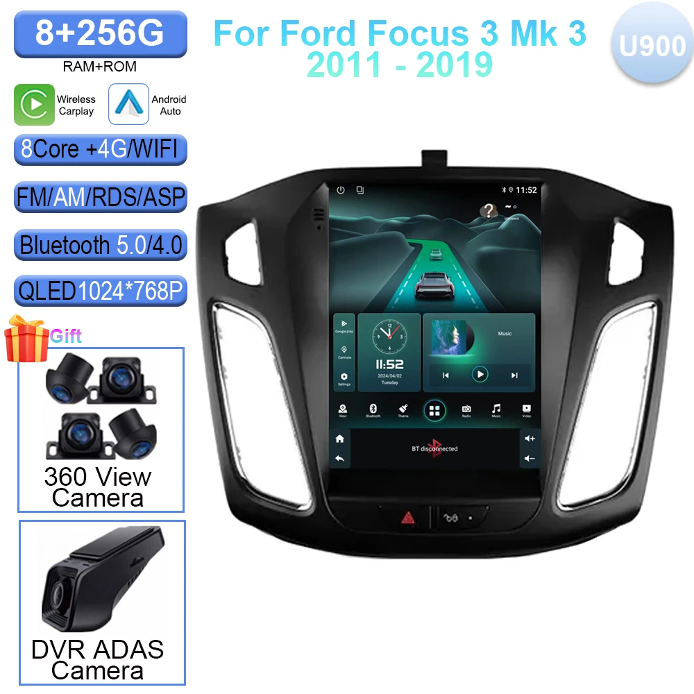 

9,7-дюймовый Android для Ford Focus 3 Mk 3 2011-2019 для Tesla Style Экран Автомобильный радиоприемник Мультимедийный видеоплеер GPS без 2din DVD WIFI