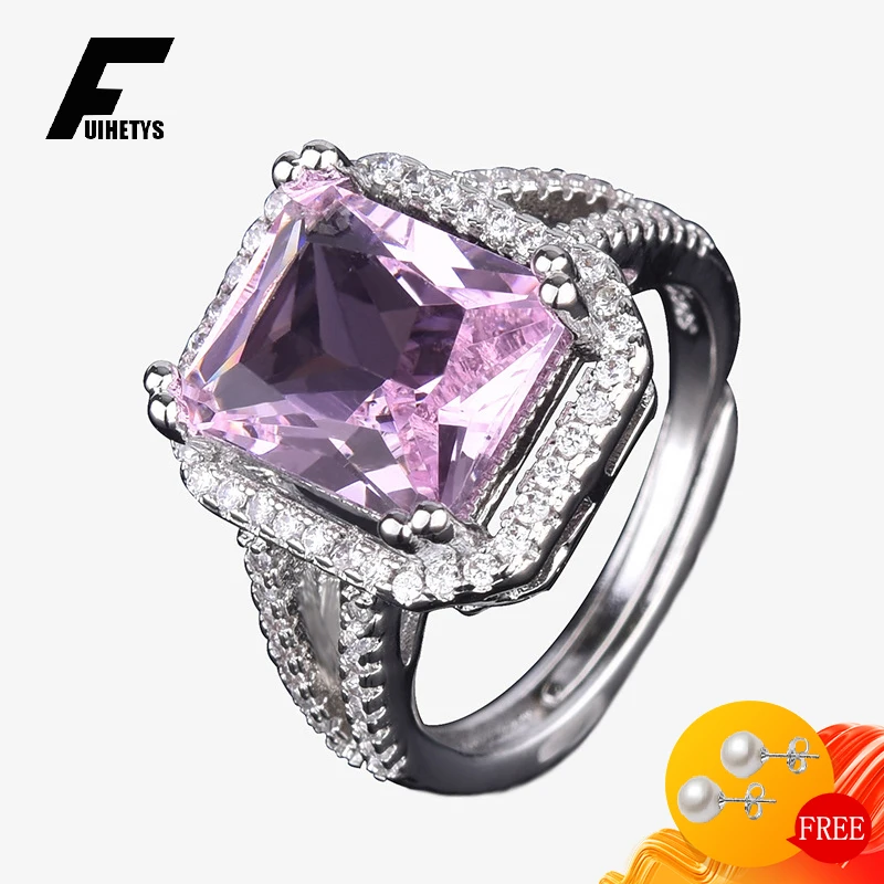 

Fashion Ring 925 Jewelry with Pink Zircon Gemstones Luxury Charm Finger Rings for Women Wedding Engagement Party Accessories