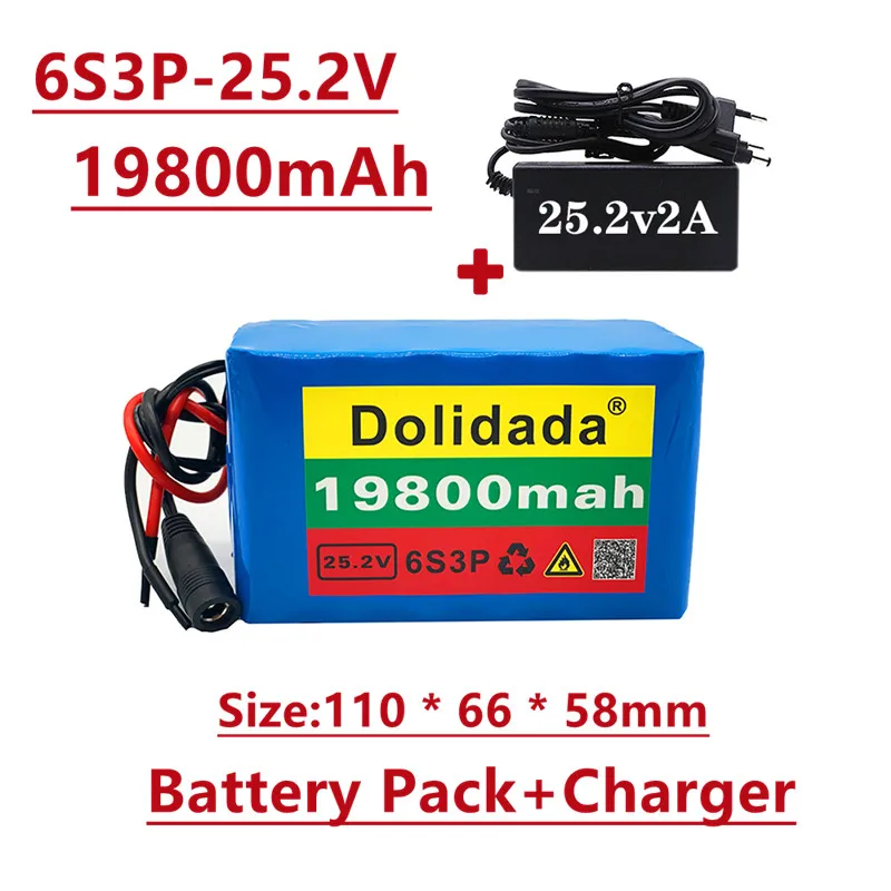 

2022 New 24V 6S3P 18650 Battery Lithium Battery 25.2v 19800mAh Electric Bicycle Moped /Electric/Li ion Battery Pack+Charger