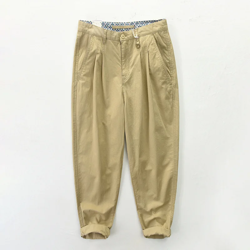 

Z389 100% Cotton Men's Casual Pants Spring Summer New Fashion High Quality Japan Overalls Style Loose Thin Tapered Trousers Male