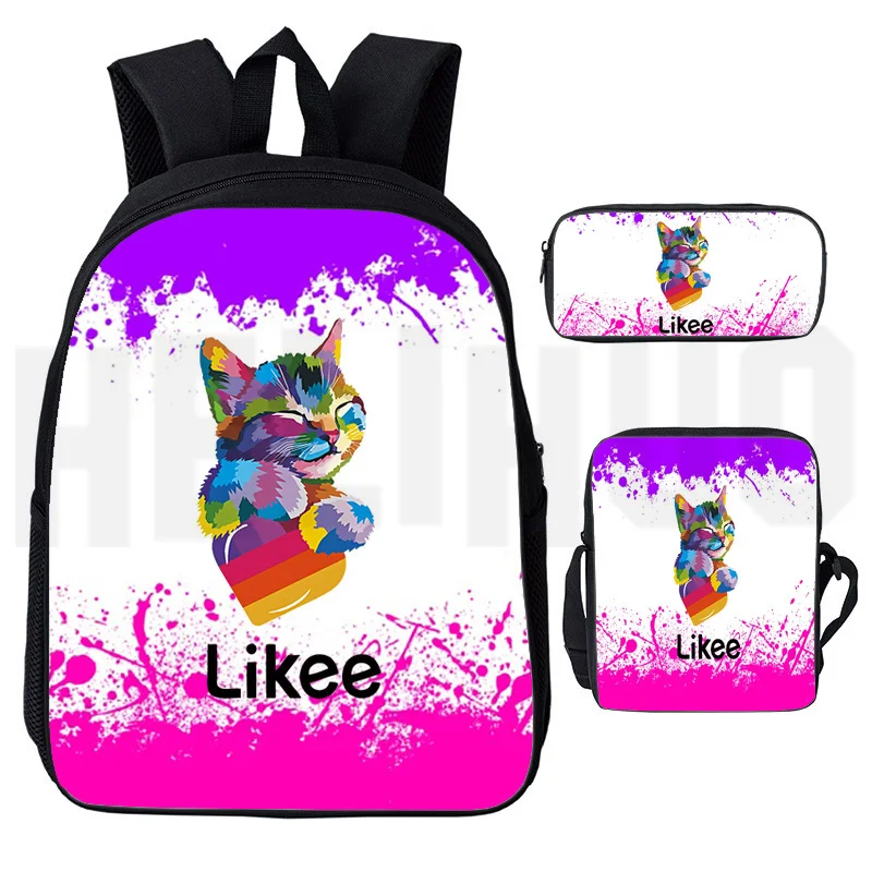 Сумка Likee app 3 шт./компл. LIKEE 1 Like Video рюкзак на молнии с 3D-принтом пенал школьные