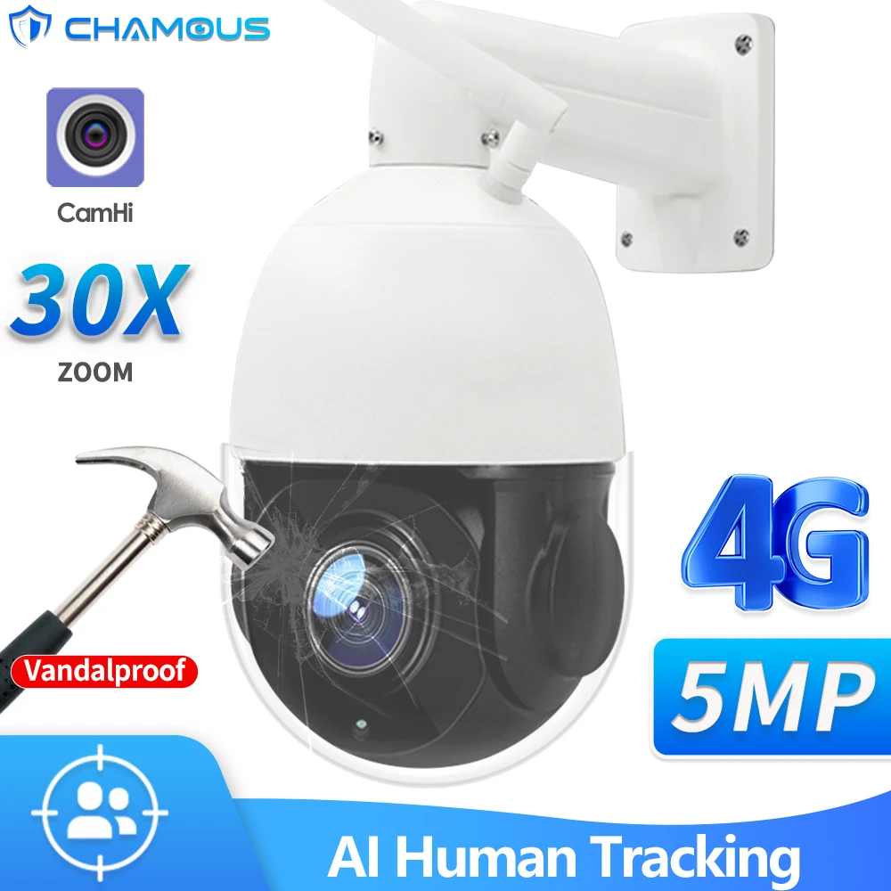 CamHi WiFi Camera 4G Outddoor Video Surveillance 30X Auto Focus Zoom 5MP PTZ Home Suecirty Portection FTP POE NVR Metal |