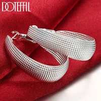 doteffil 925 sterling silver frosted big circle hoop earrings women party gift fashion charm wedding engagement jewelry