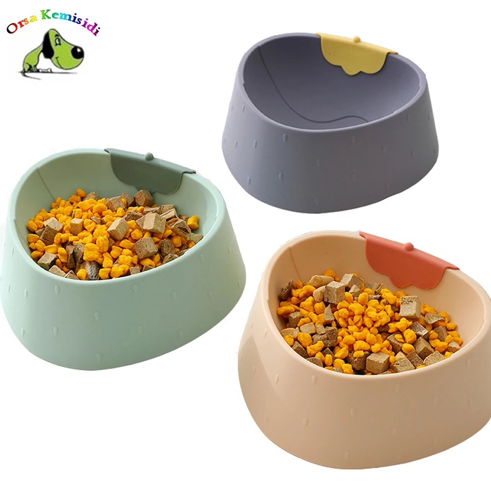 

Pet Eating Bowls Cute Cartoon Strawberry Shape Food and Water Bowl Non-Slip Puppy Kitten Drinking Feeding Dish Pets Cat Feeder