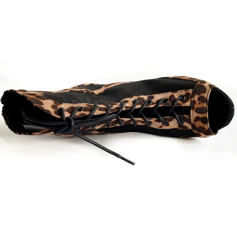Indoor Dance Shoes Leopard Suede Leather Latin Salsa Dance Booties 2022 Autumn Winter New Style Bachata Latin Dance Shoes Women