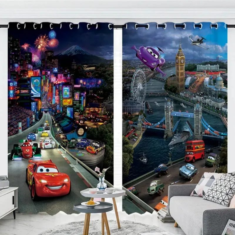 

2 Panels Disney Toys Cars Cartoon Boys and Girls Bedroom Children's Room Shading Curtain for Bedroom Custom Curtains Home Decor