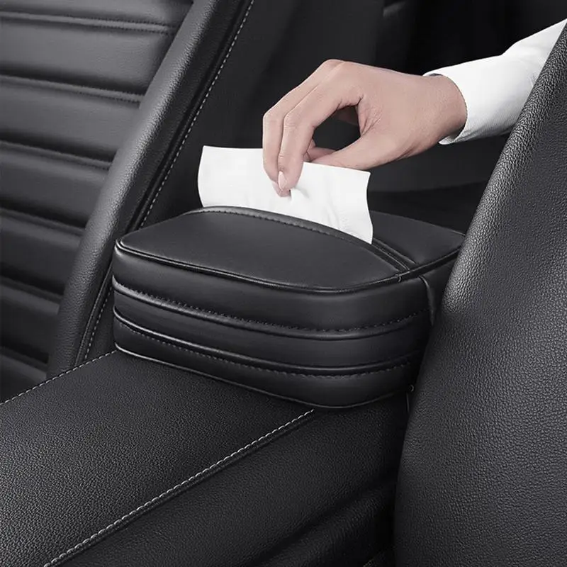 

Car Tissue Box PU Leather Automobile Tissue Dispenser Holder Travel Napkin Storage Organizer For Car Backseat Armrest Sun Visor