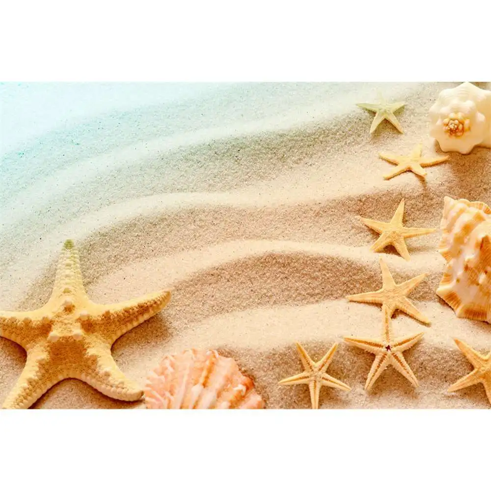 Conch Shells Starfish Backdrop Photography Birthday Decoration Custom Children Summer Holiday Home Studio Photo Booth Background enlarge