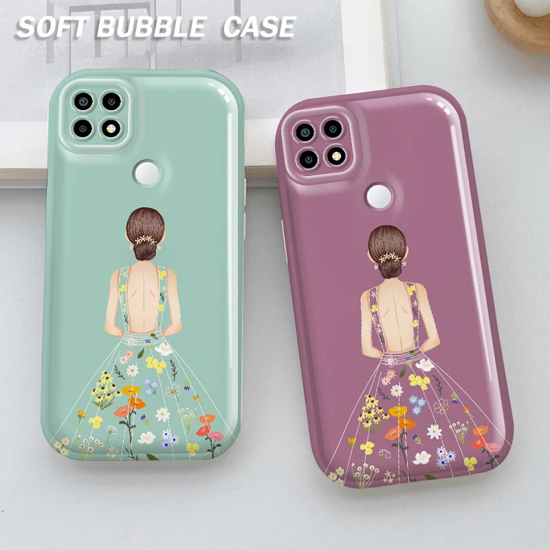 Чехол для OPPO A15 A15s A12E A31 A32 A33 A35 2021 A53 A55 A56 A5 Realme C1 2018 блестящий чехол с цветочной