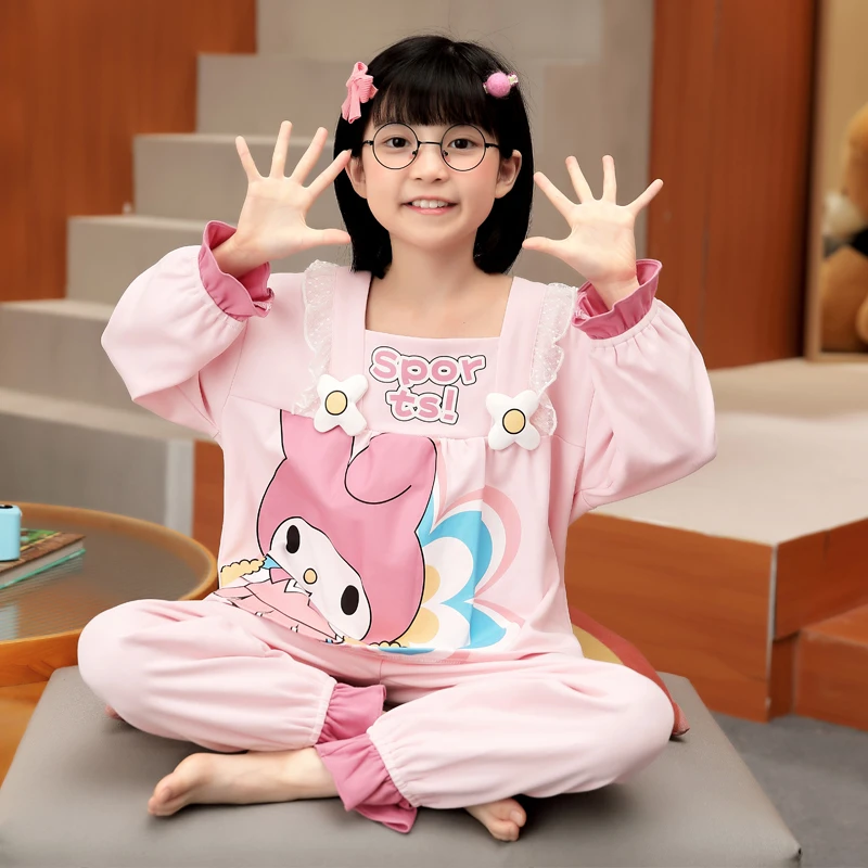 

Sanrioed аниме Kuromi Cinnamoroll My Melody детские пижамы Kawaii для маленьких девочек Домашняя одежда для сна Пижама для родителей и детей подарок