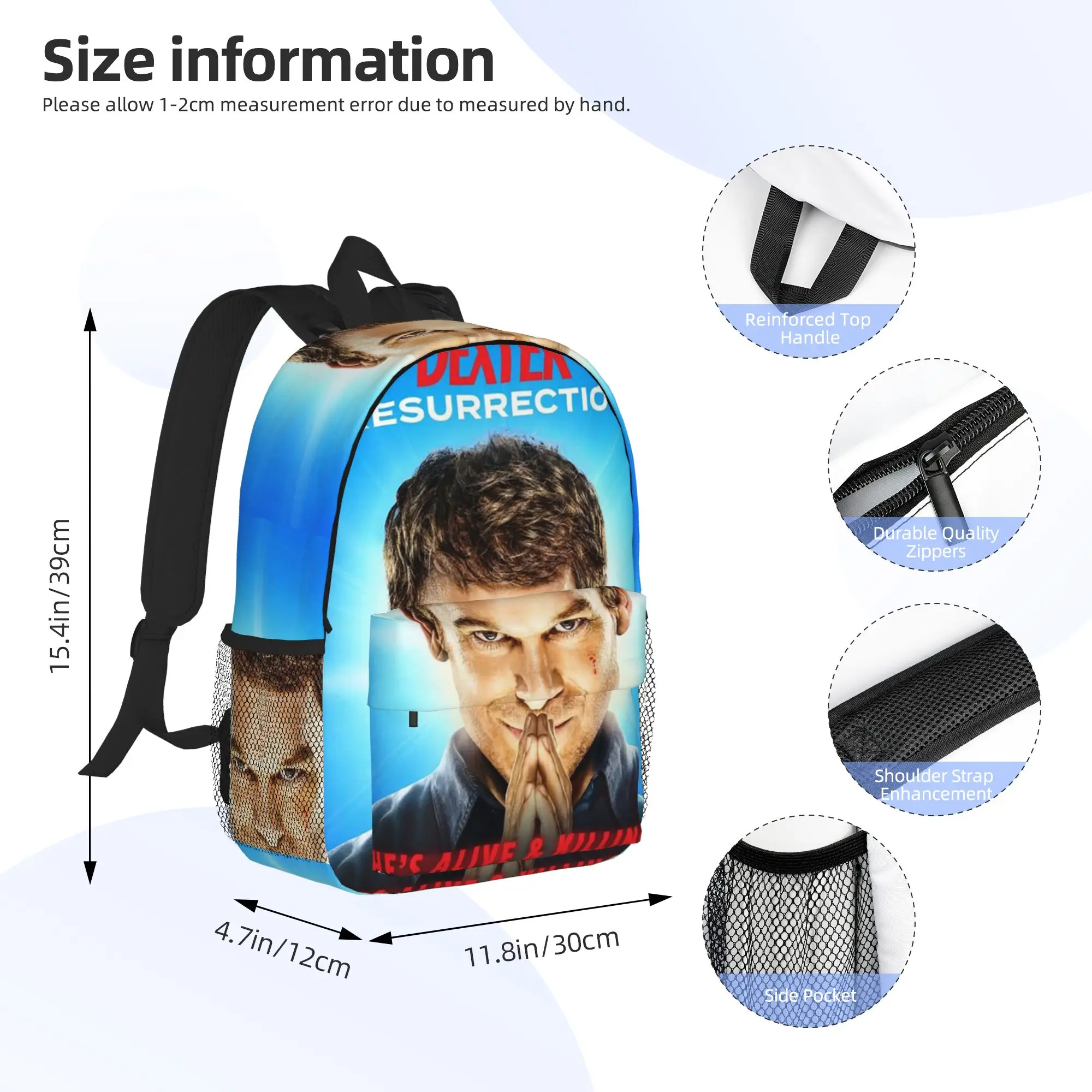 Фото Рюкзак Movie Dexter Morgan, горячая распродажа, вместительный рюкзак для мальчиков и девочек, сумки на плечо для мужчин и женщин, школьная сумка №2