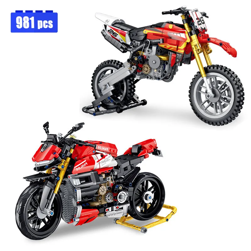 

New Technical City Motorcycle Building Blocks MOC Sports Car Model Assembling Creative Toys for Children Birthday Gift Set