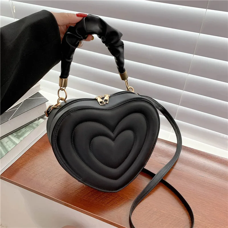 

Fashion Love Heart Shape Ladies Shoulder Bag Small Handbags Designer Crossbody Bags for Women Solid Pu Leather Top Handle Bag