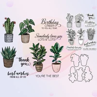 green potted plants cutting dies clear stamp diy crafts scrapbooking metal dies cut silicone stamps for cards album diary decor