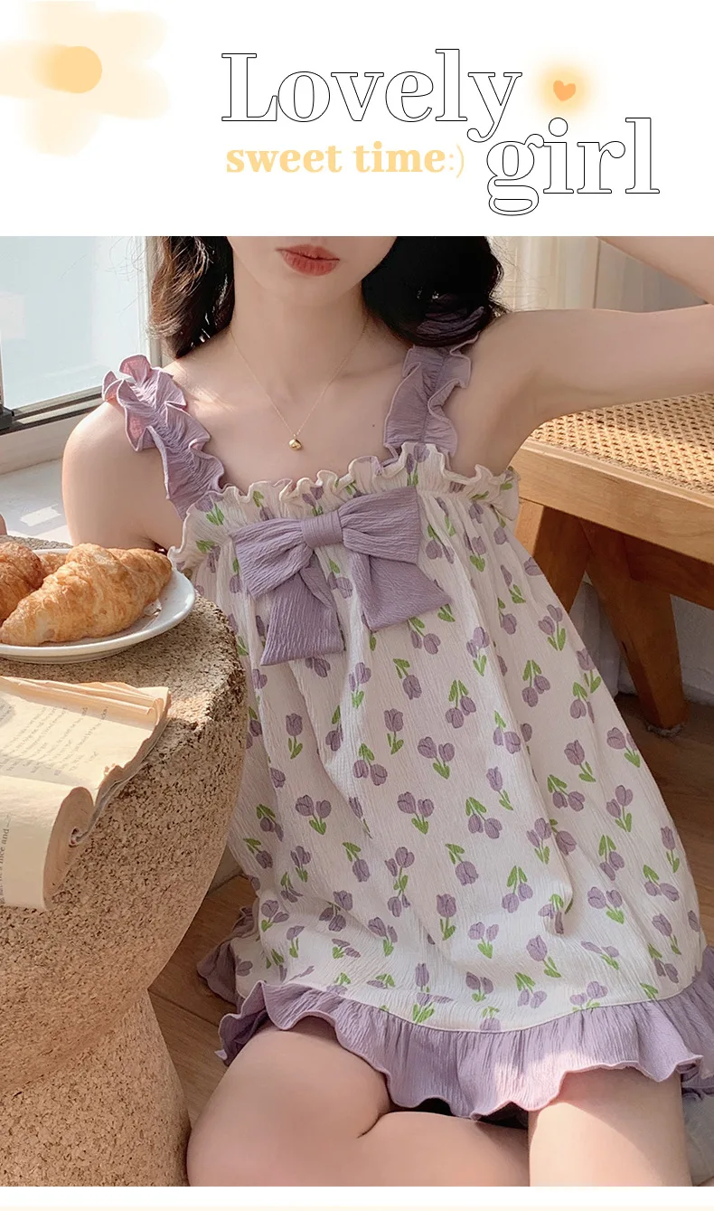 Women's Pajamas Suspender Shorts Set Cute Cotton Cartoon Breathable and Loose Fitting Home Clothing Summer Kawaii  Sleepwear