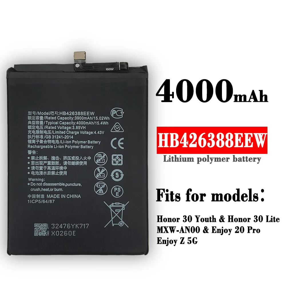 

100% Orginal Replacement Battery For Huawei Glory 30 Lite Enjoy20 Pro Mobile Phone HB426388EEW Built-in Large Capacity Battery