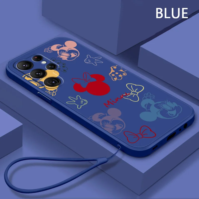 

Cute Disney Mickey Minnie Phone Case For Samsung Galaxy S10 S10e S20 S21 S22 Plus Lite Ultra FE 4G 5G Liquid Rope Cover