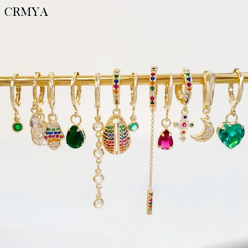 Серьги-подвески женские золотистые/серебристые с фианитами |