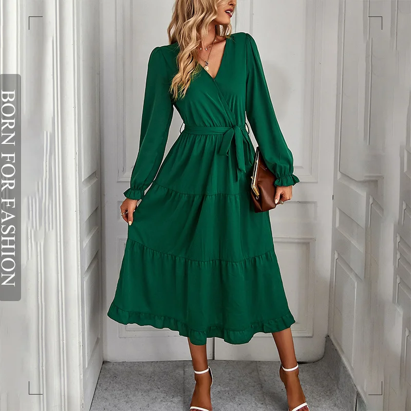 Elegant Chic Casual Midi Dress Red 2023 Summer New Puff Sleep Women's Dresses Formal Festival Outfit Boho Holiday Style