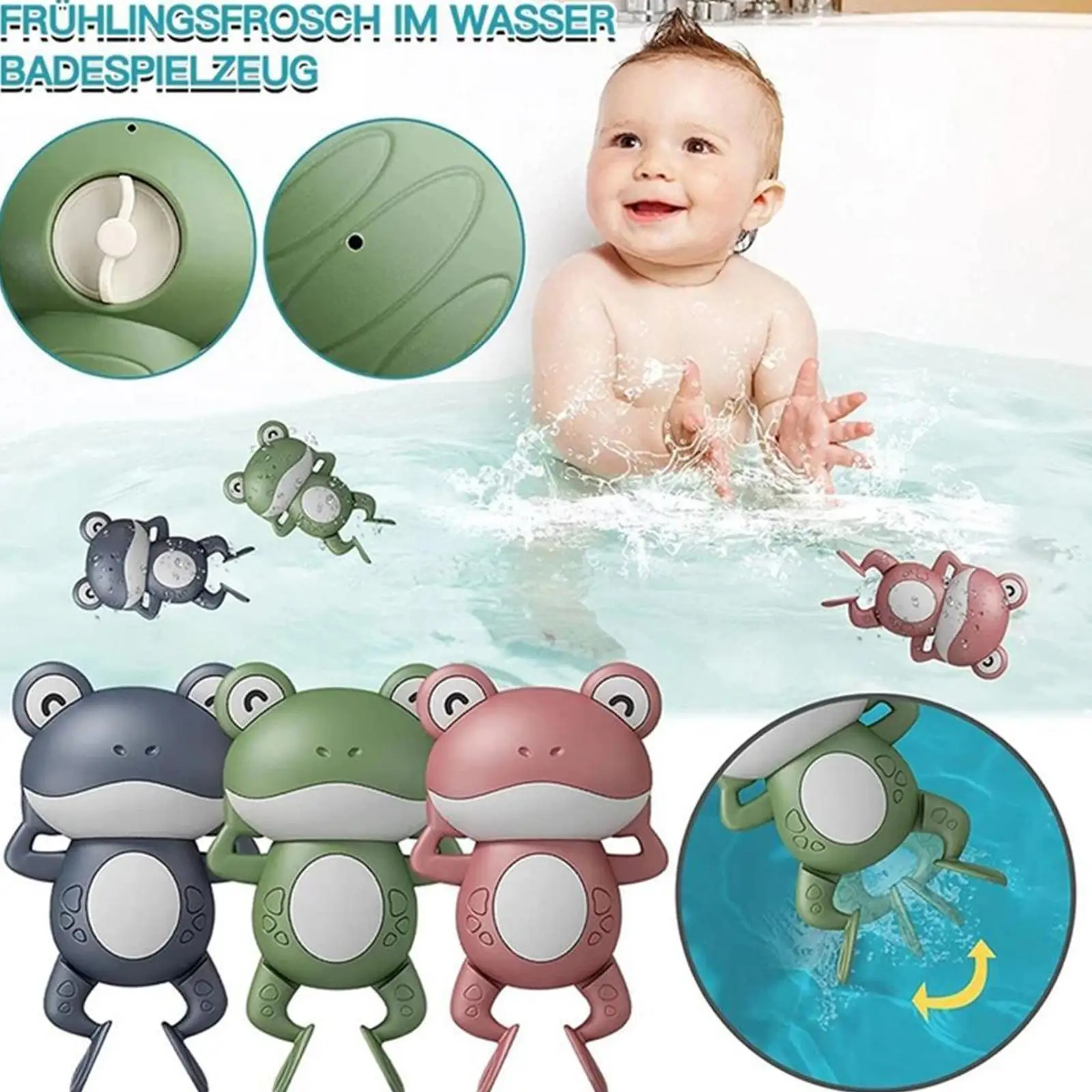 

1pc Cute Bath Toys For Children New Baby Bath Swimming Bath Toy Cute Frogs Clockwork Baby Bath Toy Baby Shower Beach Toys H3i9