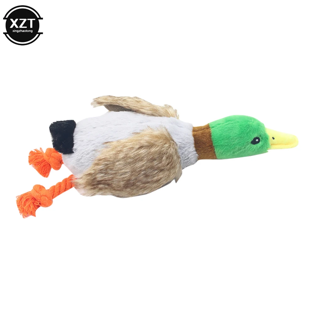 New Cute Plush Duck Sound Toy Stuffed Squeaky Animal Squeak Dog Toy Cleaning Tooth Dog Chew Rope Toy Simulated Duck Pet Supplies
