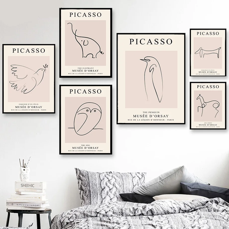 

Abstract Picasso Bird Cat Elephant Rabbit Nordic Posters And Prints Wall Art Canvas Painting Wall Pictures For Living Room Decor