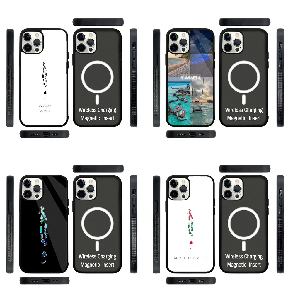Чехол для телефона с картой Мальдивизов сильный магнит IPhone 16 15 14 13 Pro Max Plus 11 12 мини