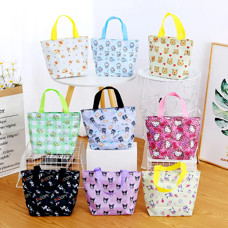 

Kawaii Sanrioed Anime series mymelody Kuromi Cinnamoroll cute fashion water proof portable cartoon pattern lunch box storage bag