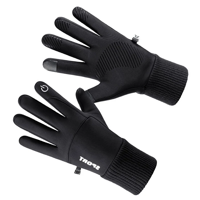 

Winter Men Waterproof Cycling Gloves Outdoor Sports Running Motorcycle Ski Touch Screen Fleece Gloves Warm Full Fingers