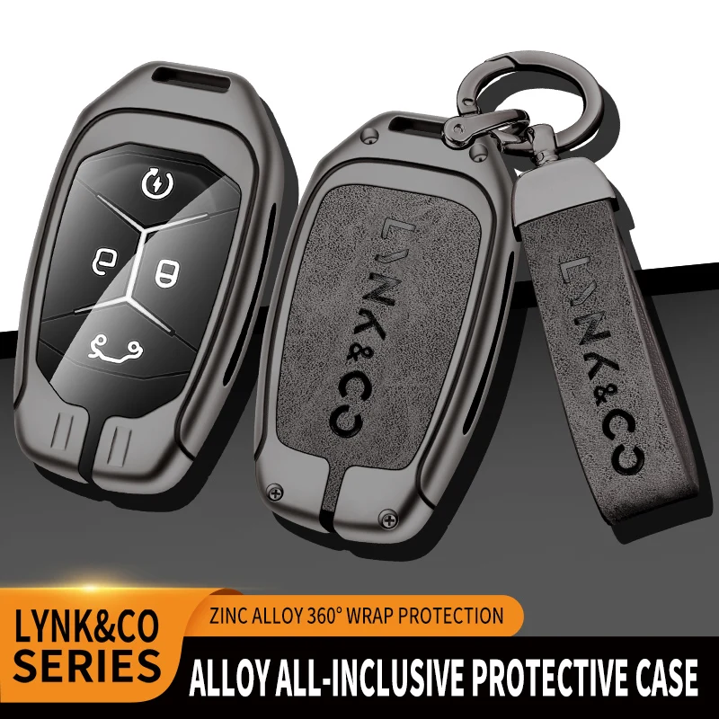 

Brand New Zinc Alloy+Leather+TPU Car Remote Key Bag Key Chain For Lynk&Co 03 01 02 Hatchback 2022 Accessories