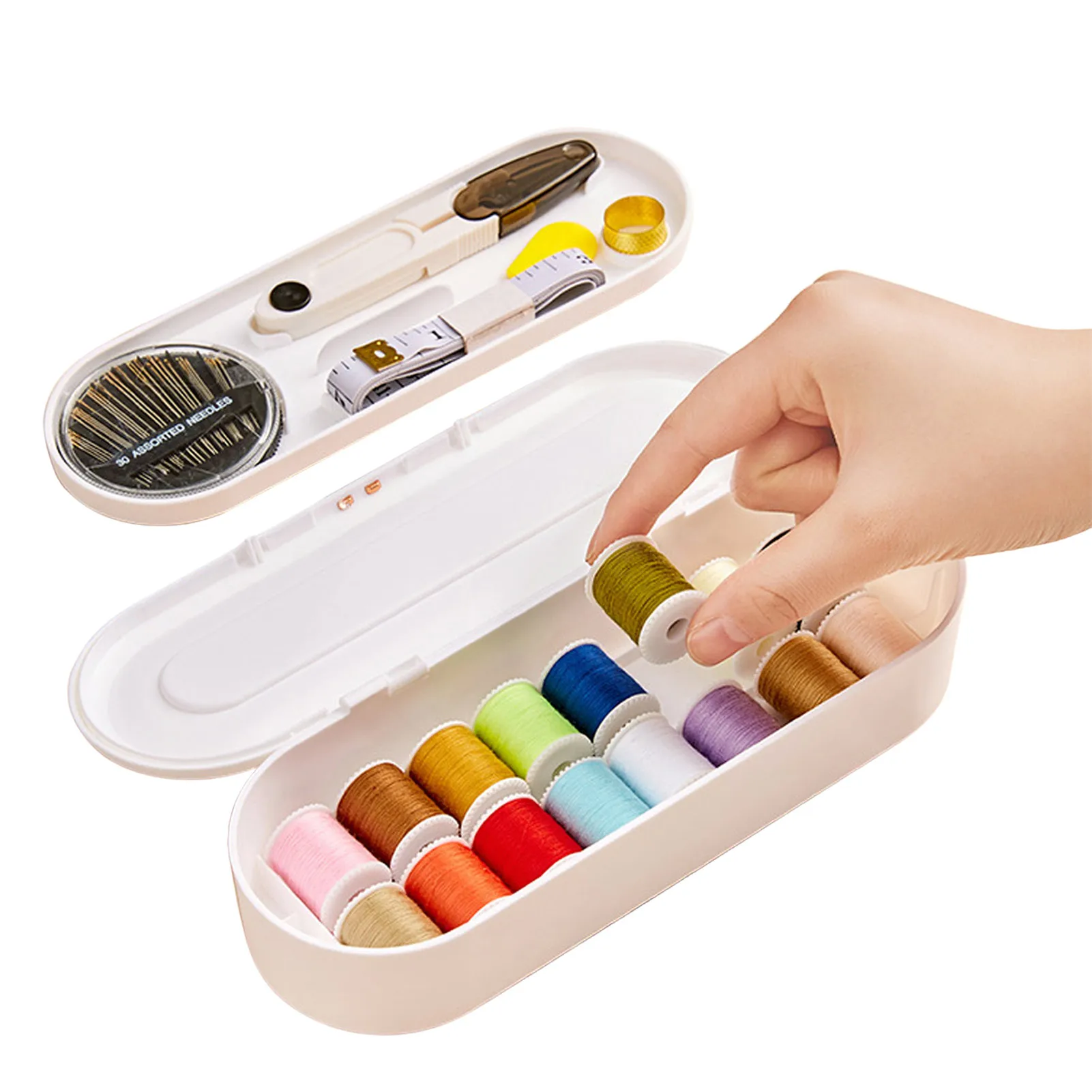 

Портативные наборы для шитья, коробка для хранения игл и ниток с двойным хранилищем, многофункциональный набор аксессуаров «сделай сам» дл...